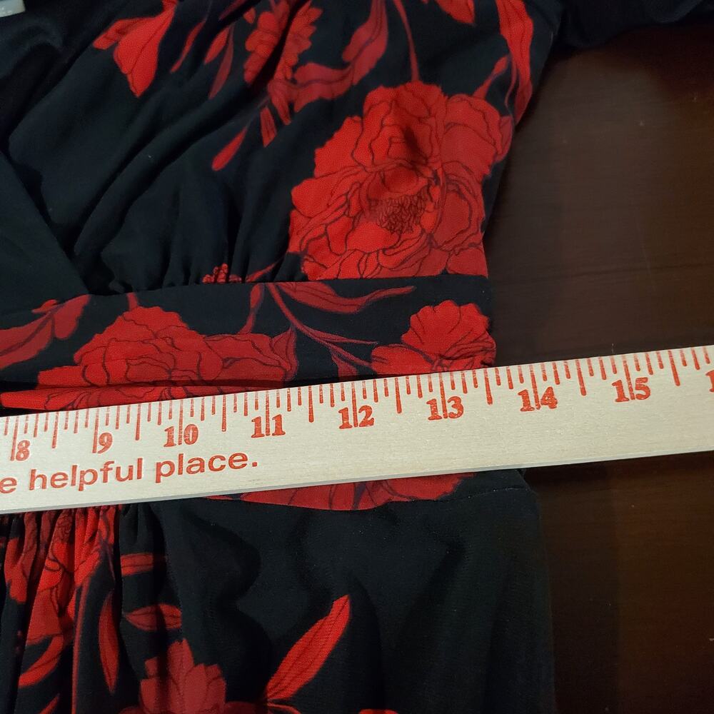 Tommy Hilfiger Floral Maxi Dress Size 8P Black Red Dark Romance Whimsigoth Party - Picture 10 of 11